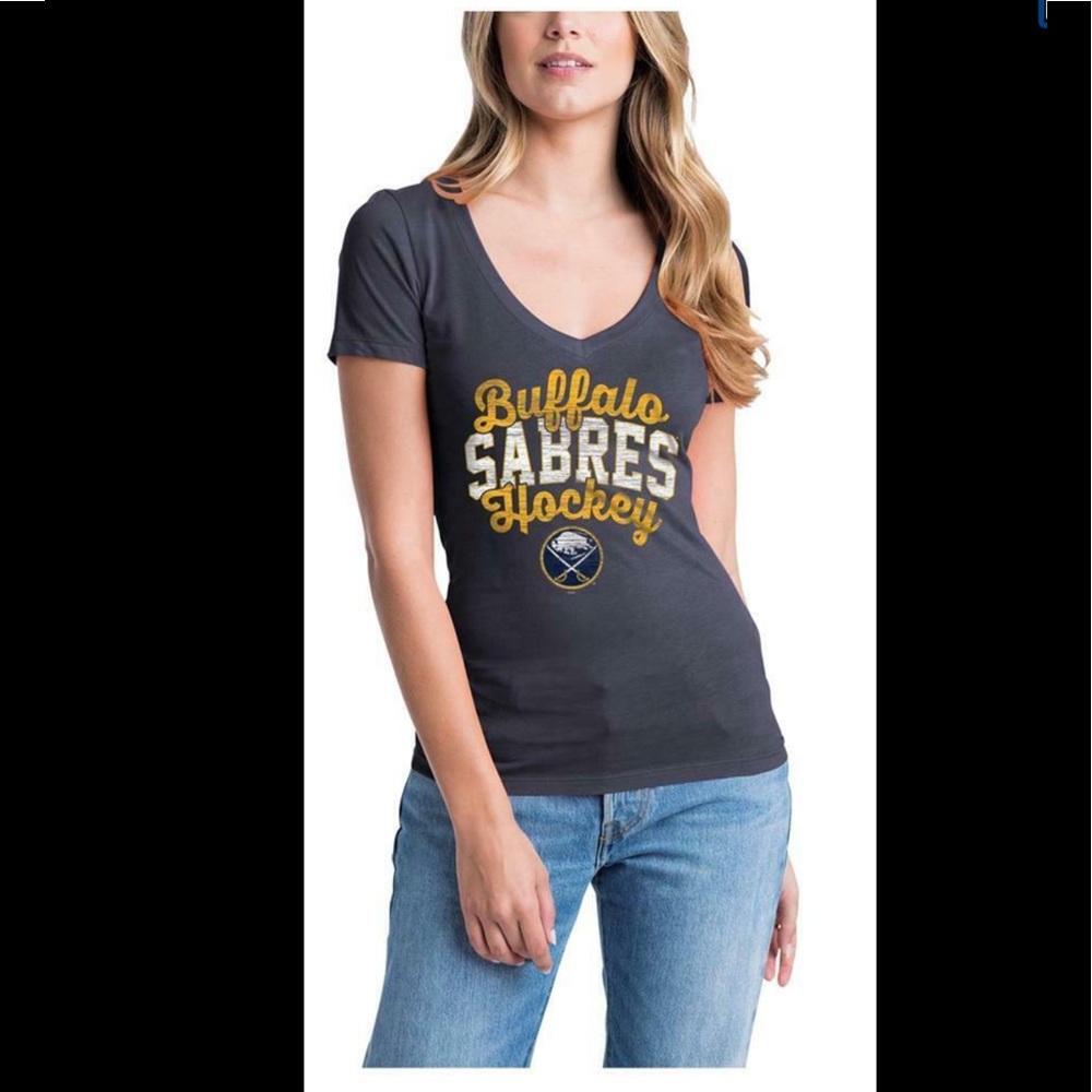 Buffalo Sabres New Era Navy V-Neck T-Shirt Sz.S